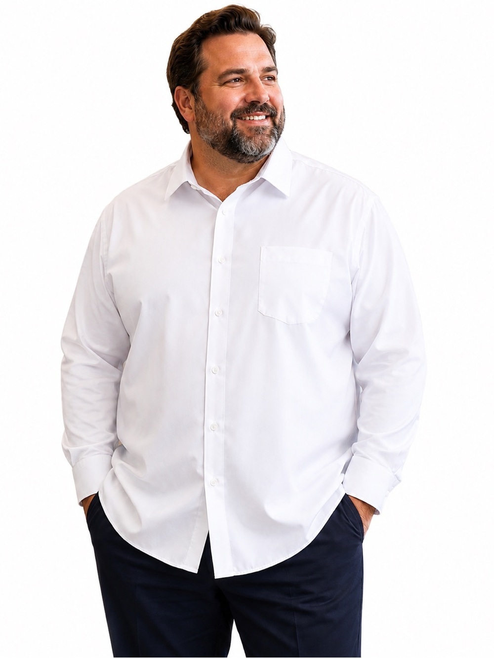 SYNRGY Men's White Dress Shirt with Chest Pocket - Classic Fit